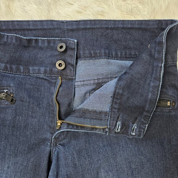 DKNY Size 14 Womens' Denim Blue Jeans Straight Leg Zip Front Pockets Dark Wash - Picture 6 of 12